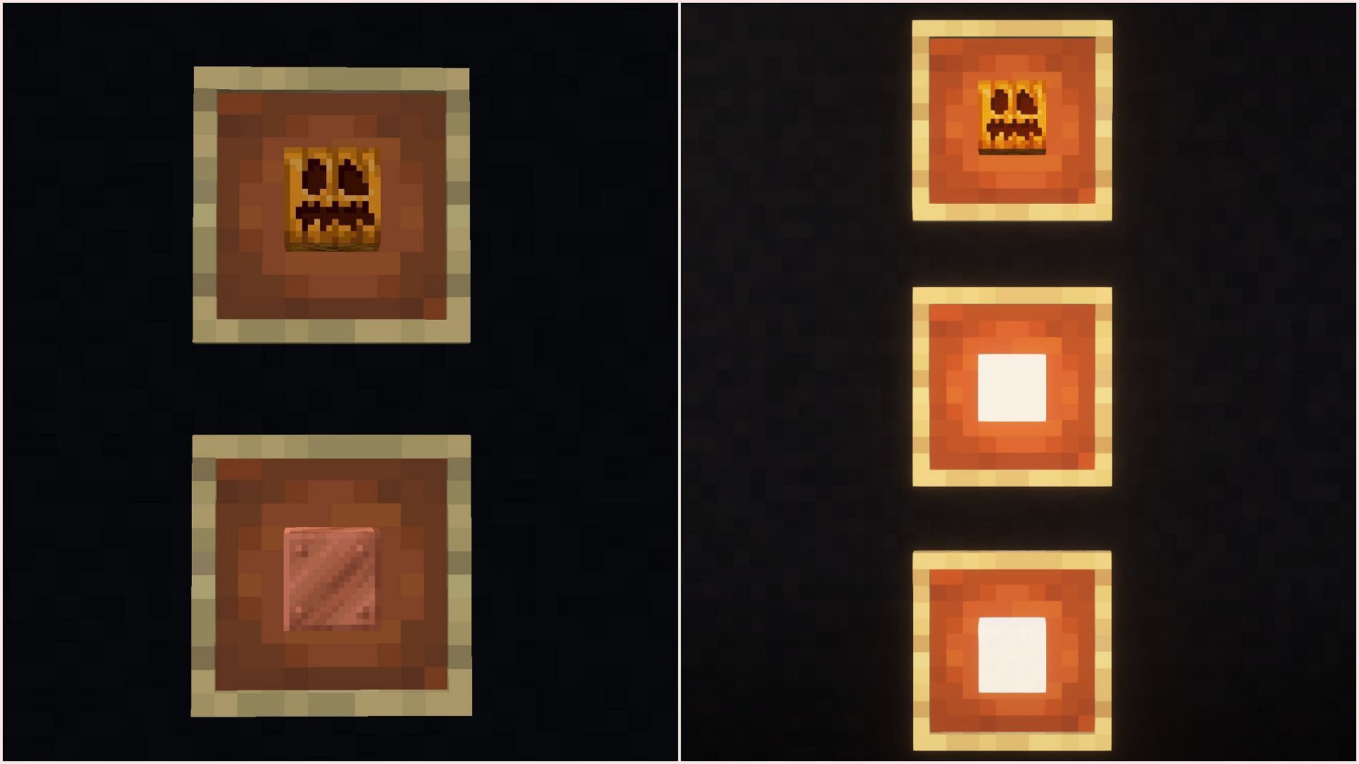 Configuration for creating copper and snow golem (Image via Sportskeeda Gaming || Mojang Studios)
